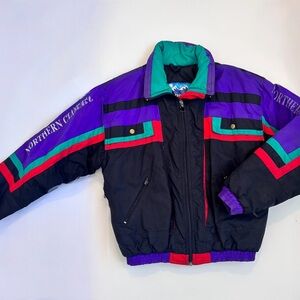 Vintage Ski Jacket for Men Large 90s Colorblock Coat